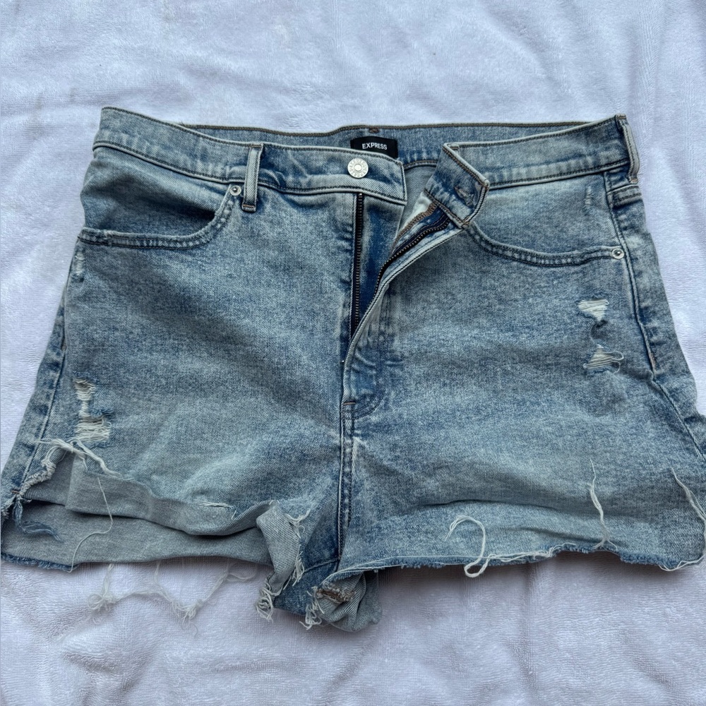 Express ripped mom jeans shorts